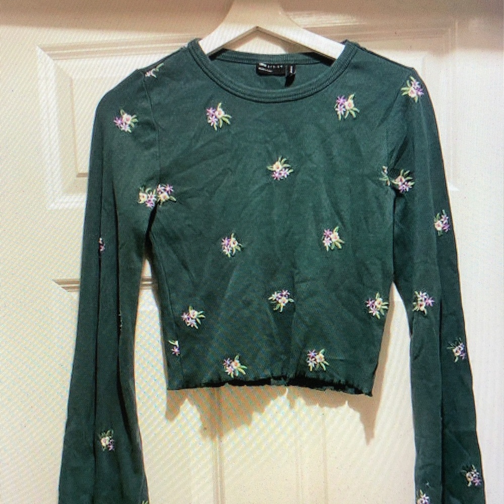 Floral Green Long Sleeve Top